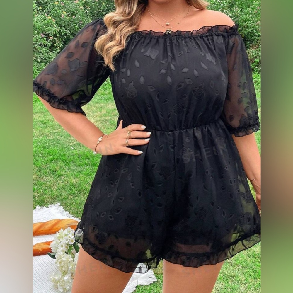 SHEIN Black Off-Shoulder Jumpsuit